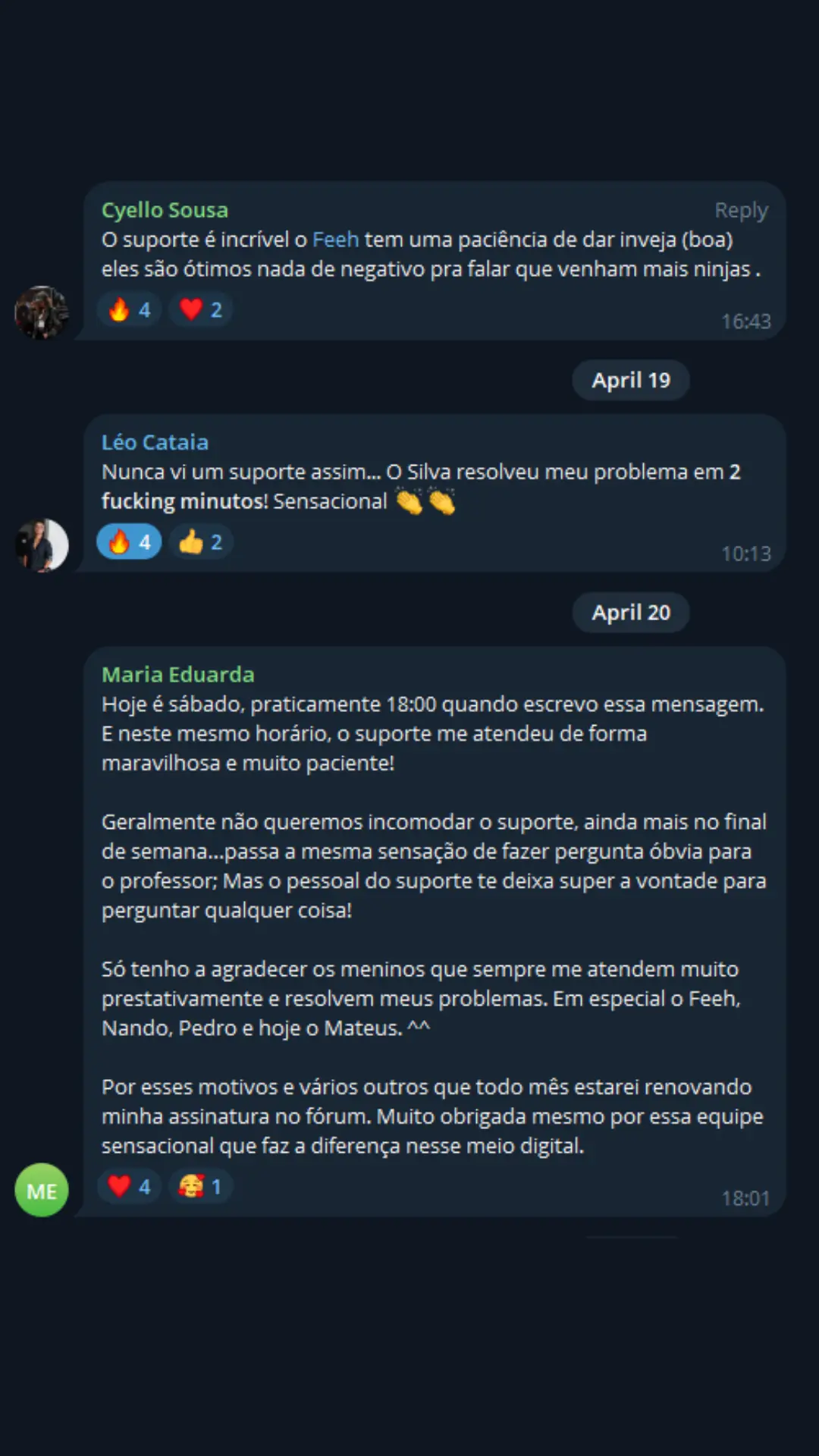 Print real de membro satisfeito com o NinjaBR Marketing — ferramentas de IA